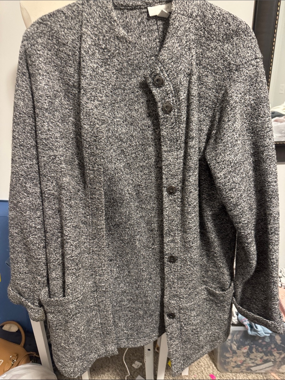 J. Jill Gray Marled Knit Pea Coat
